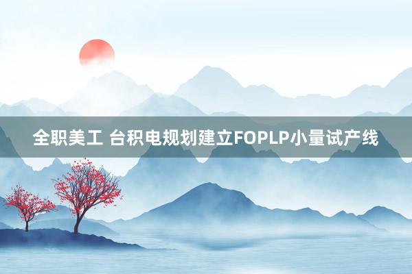 全职美工 台积电规划建立FOPLP小量试产线